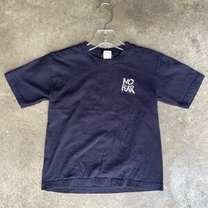 RARE VINTAGE NO FEAR BLUE CROP TOP SHORT SLEEVE TEE EXCELLENT CONDITION